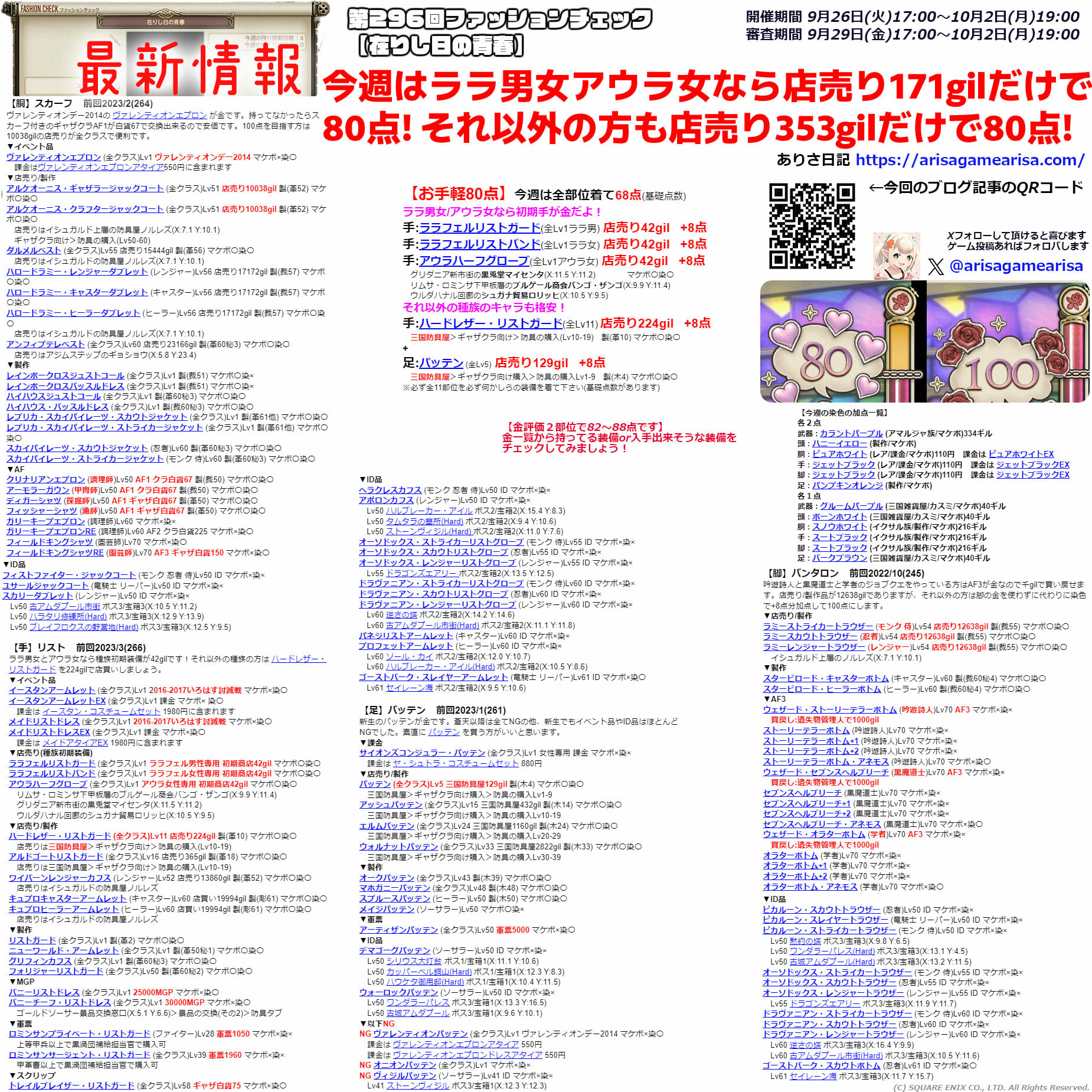 第296回ファッションチェックまとめ最新情報